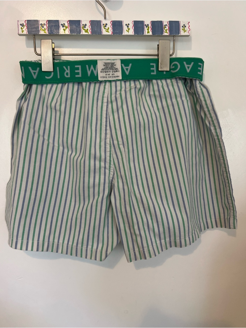 American Eagle Outfitters Green Striped Strawberry Print upcycled boxers - Picture 3 of 5